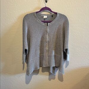 CAbi Black and White Striped Cardigan